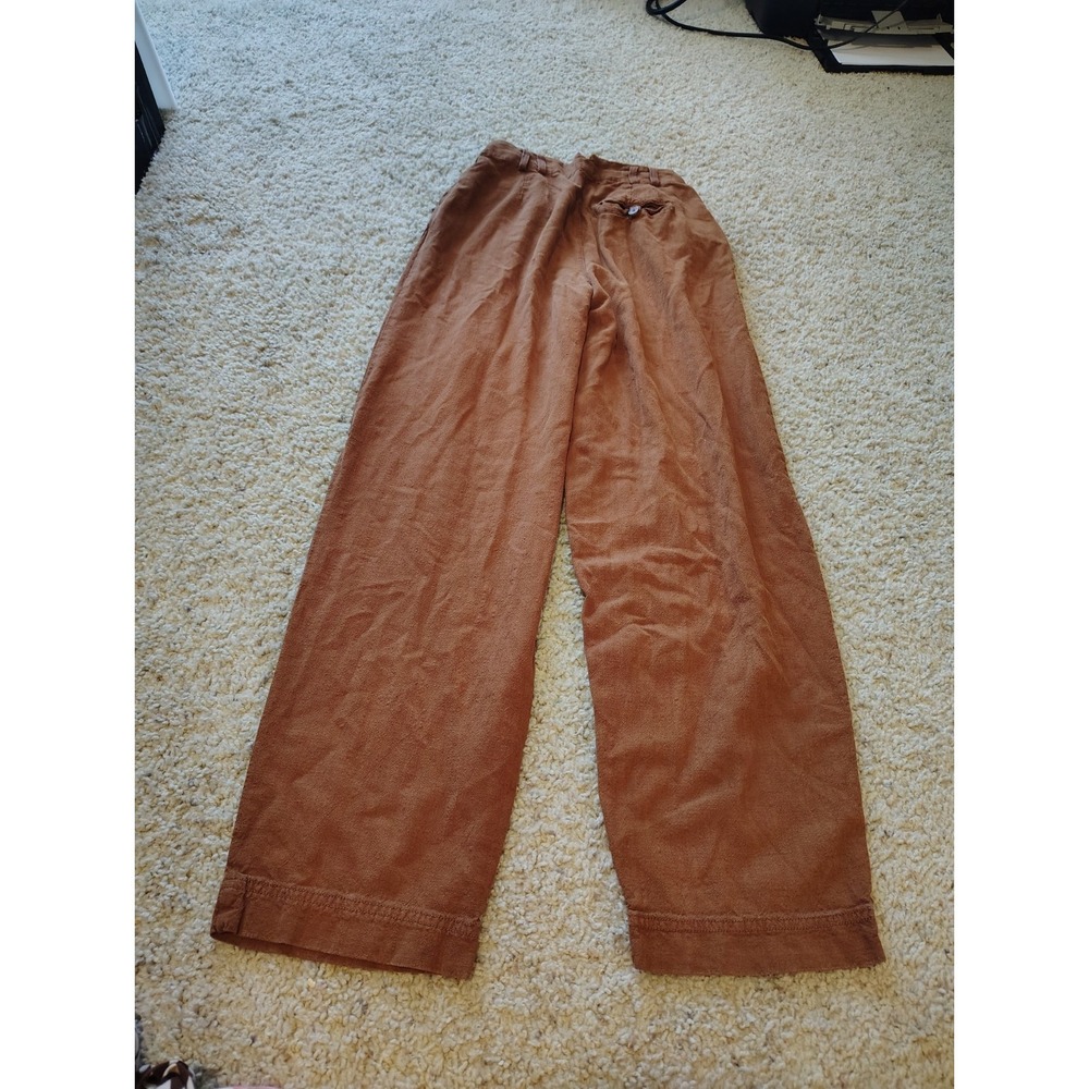 Free People Lotta Love Linen Trousers Terracotta Pleated Wide Leg Size 0 Brown - Picture 2 of 7